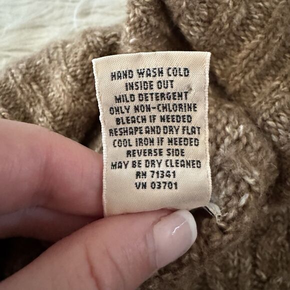 LL Bean Vintage Wool Sweater Women’s Large Cableknit Fisherman Chunky Cardigan - Picture 6 of 6